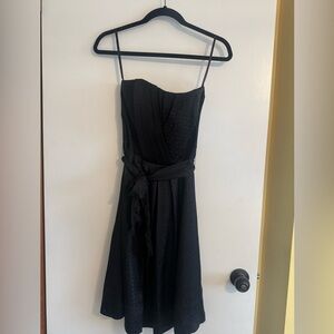 White House Black Market Black Silk Strapless Dress Size 6